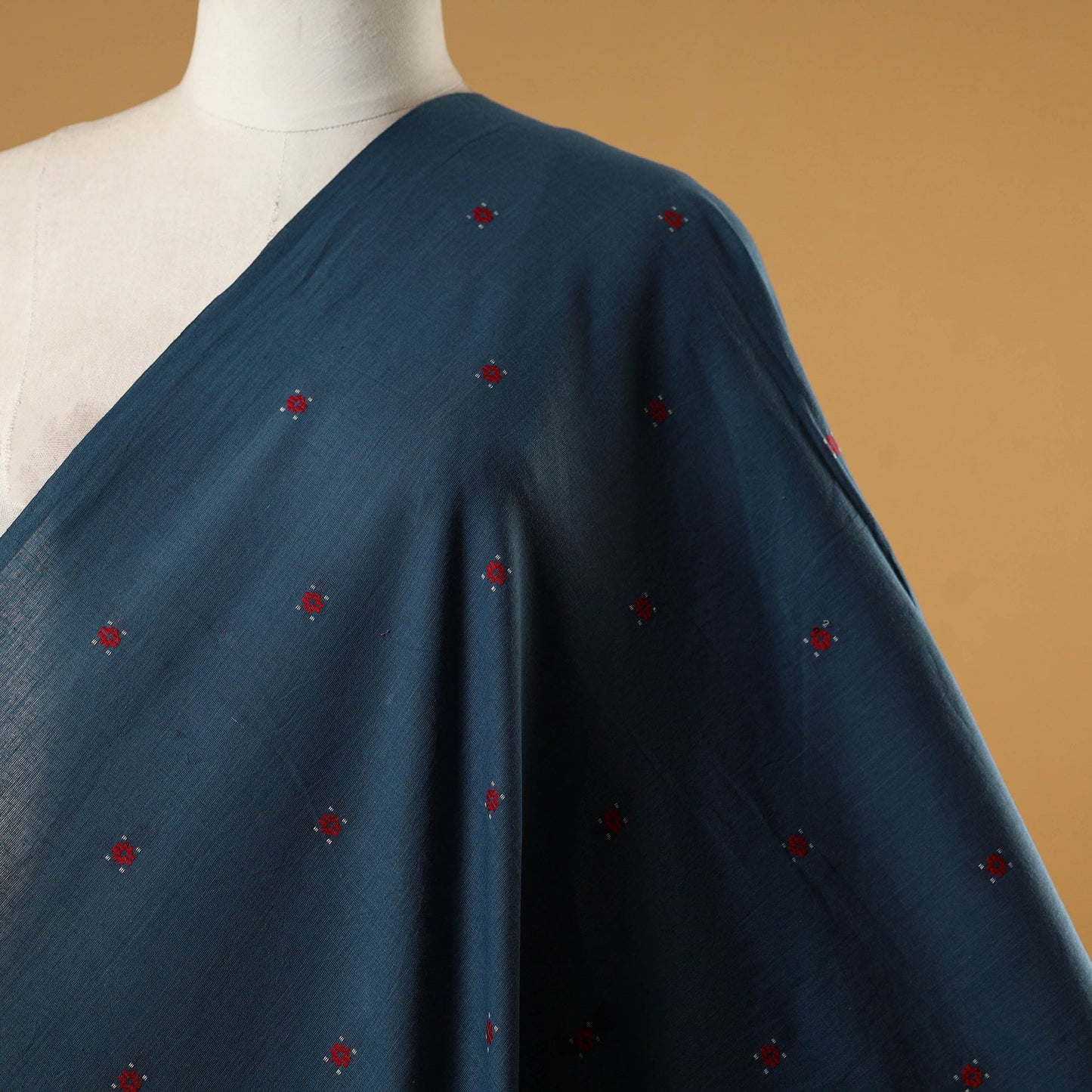 Blue - prewashed cotton jacquard fabric 09 - handcrafted