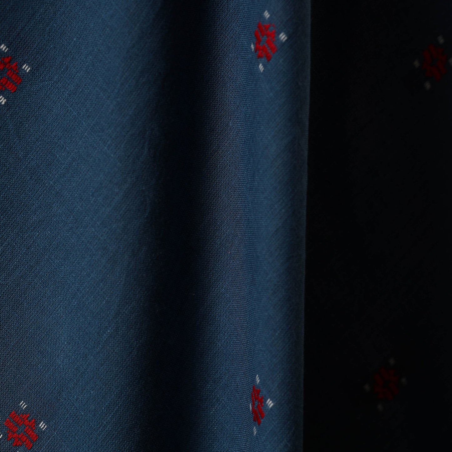 Blue - prewashed cotton jacquard fabric 09 - handcrafted