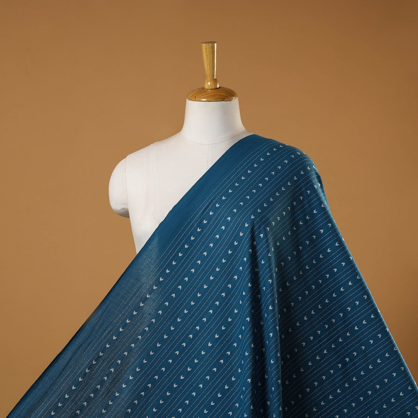 Blue - prewashed cotton jacquard fabric 10 - handcrafted