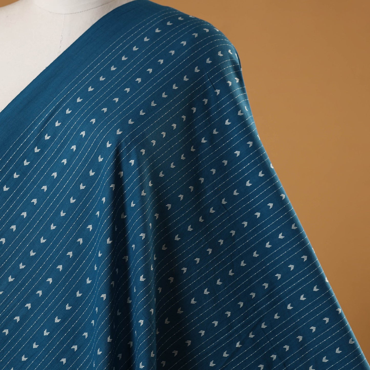 Blue - prewashed cotton jacquard fabric 10 - handcrafted