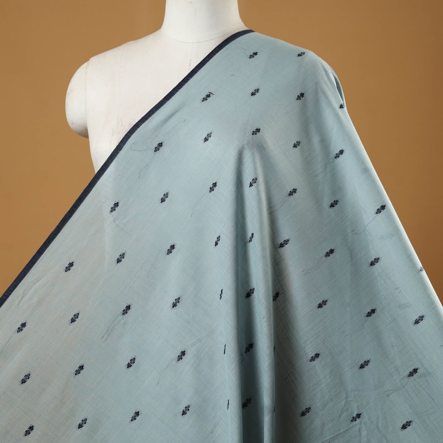 Blue - prewashed cotton jacquard fabric 10 - handcrafted