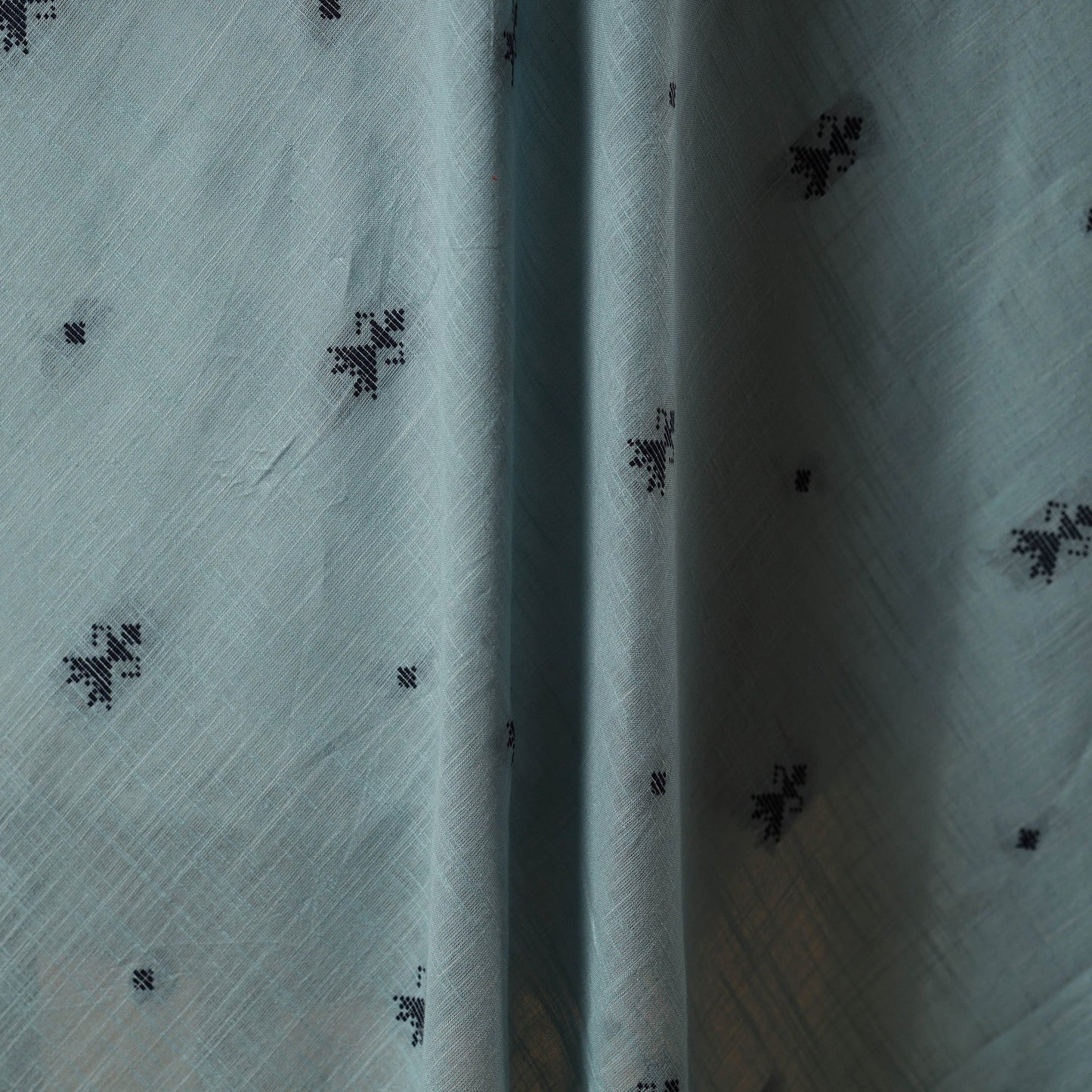 Blue - prewashed cotton jacquard fabric 14 - handcrafted
