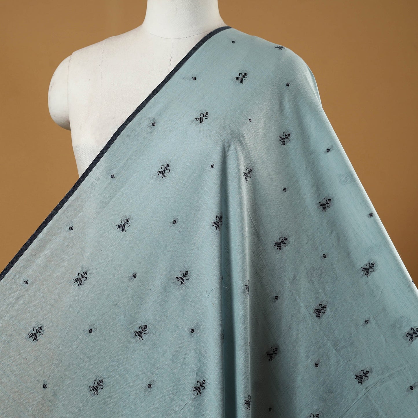 Blue - prewashed cotton jacquard fabric 14 - handcrafted