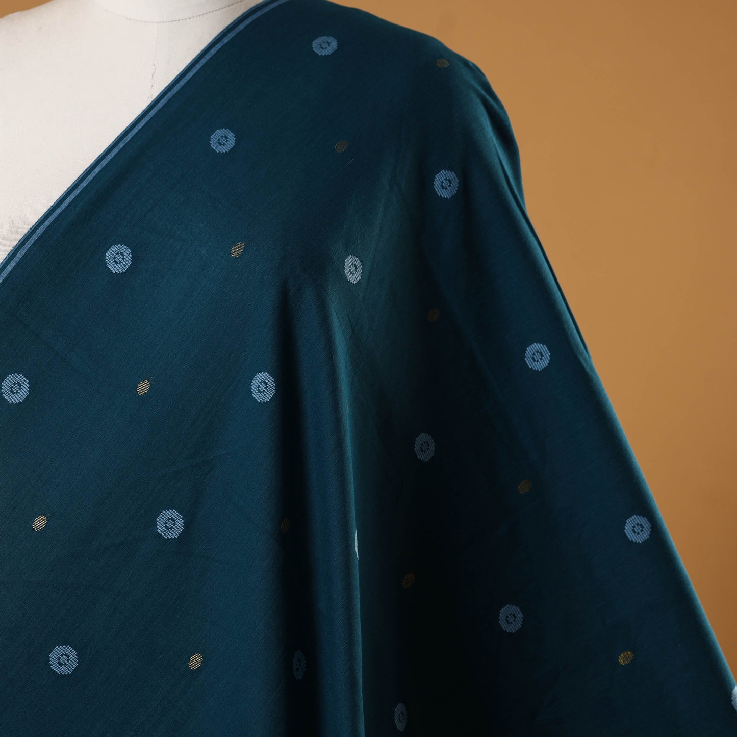 Blue - prewashed cotton jacquard fabric 14 - handcrafted