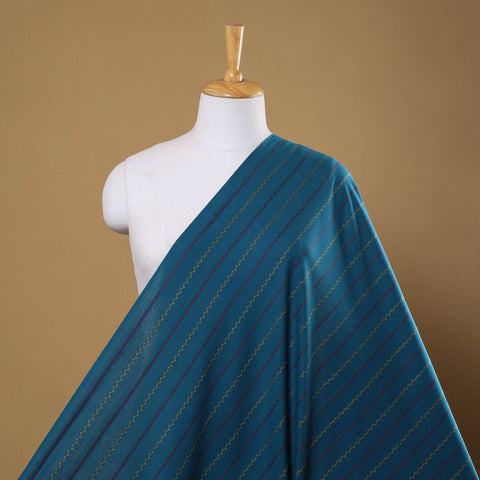 Blue Prewashed Cotton Jacquard Fabric