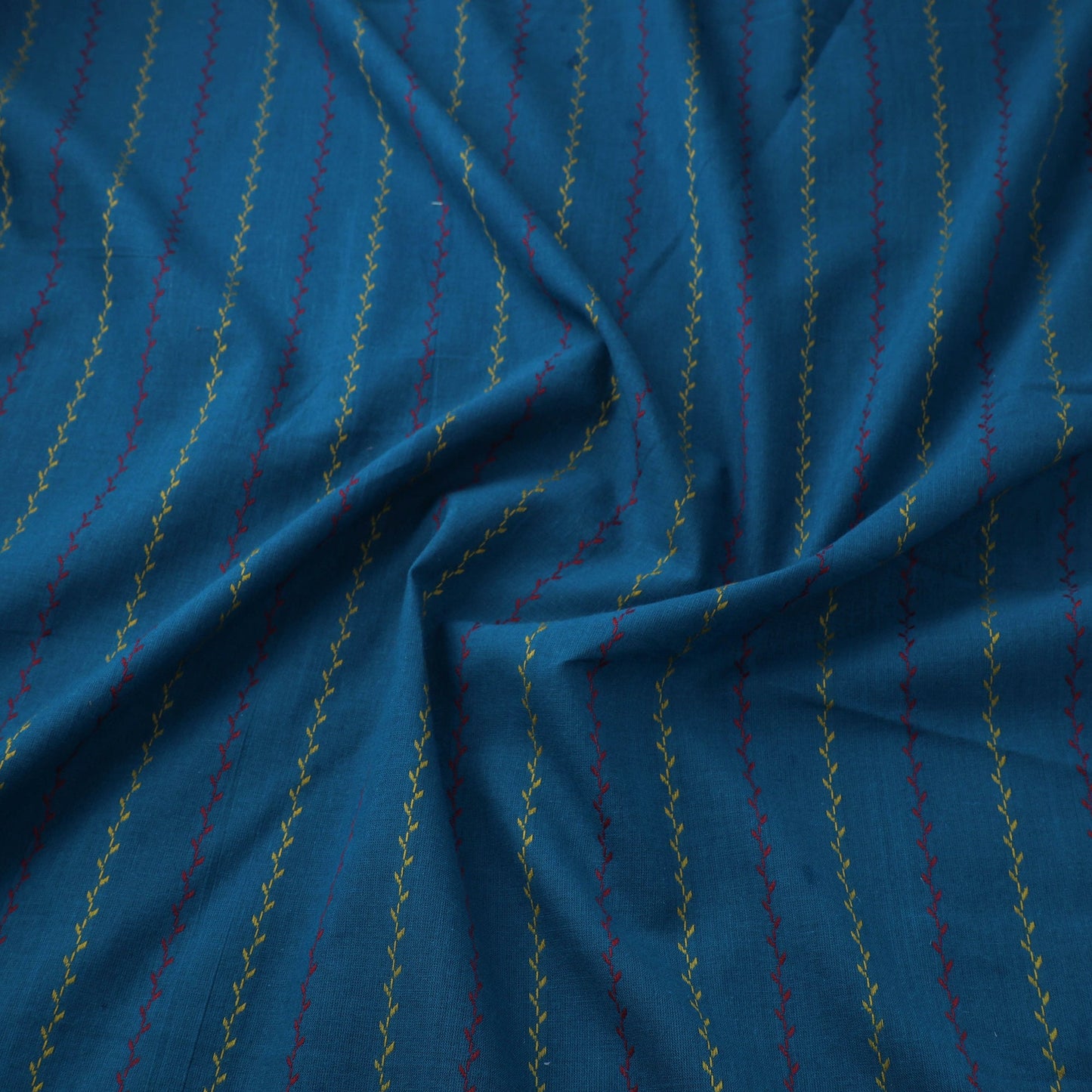 Blue Prewashed Cotton Jacquard Fabric