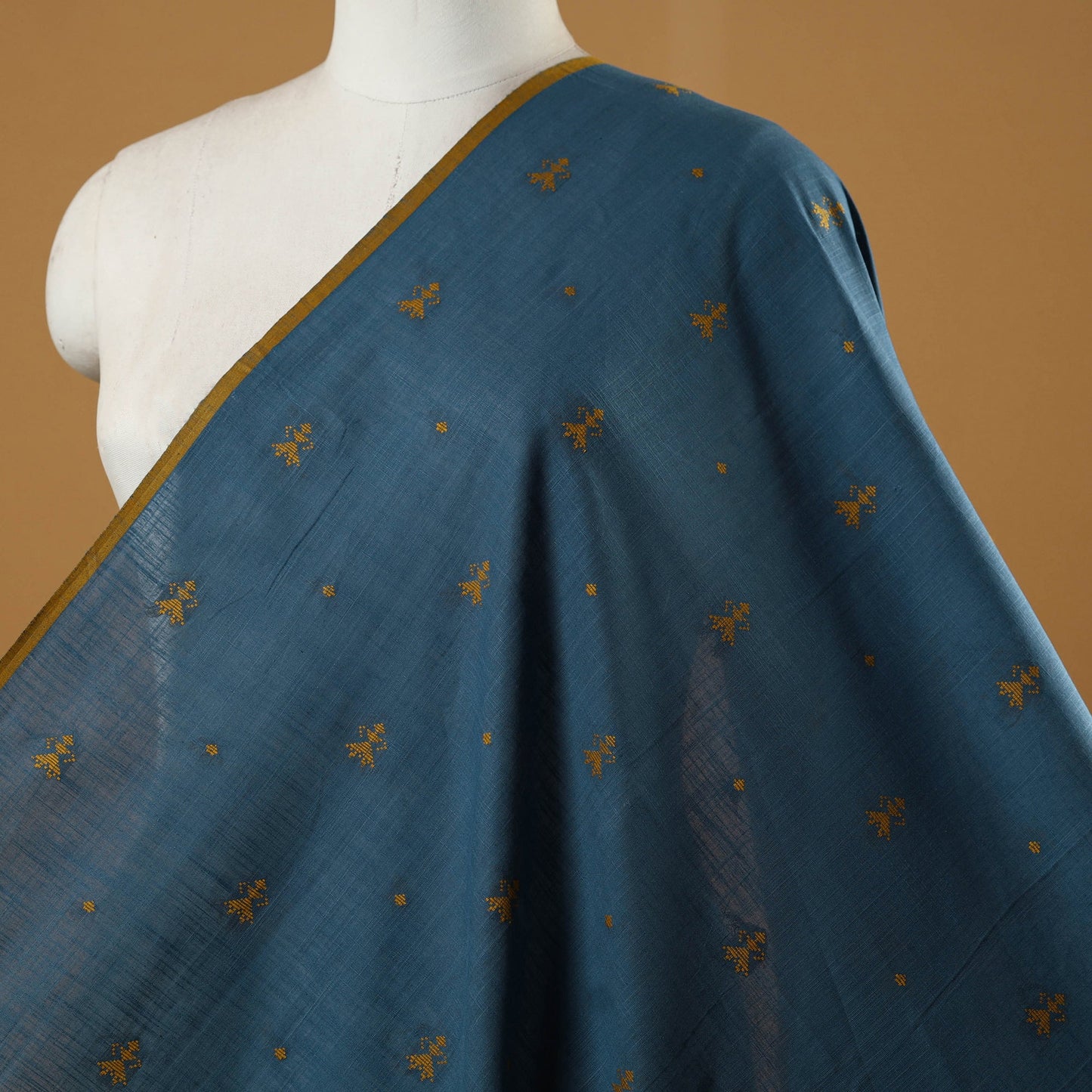 Blue - prewashed cotton jacquard fabric 20 - handcrafted