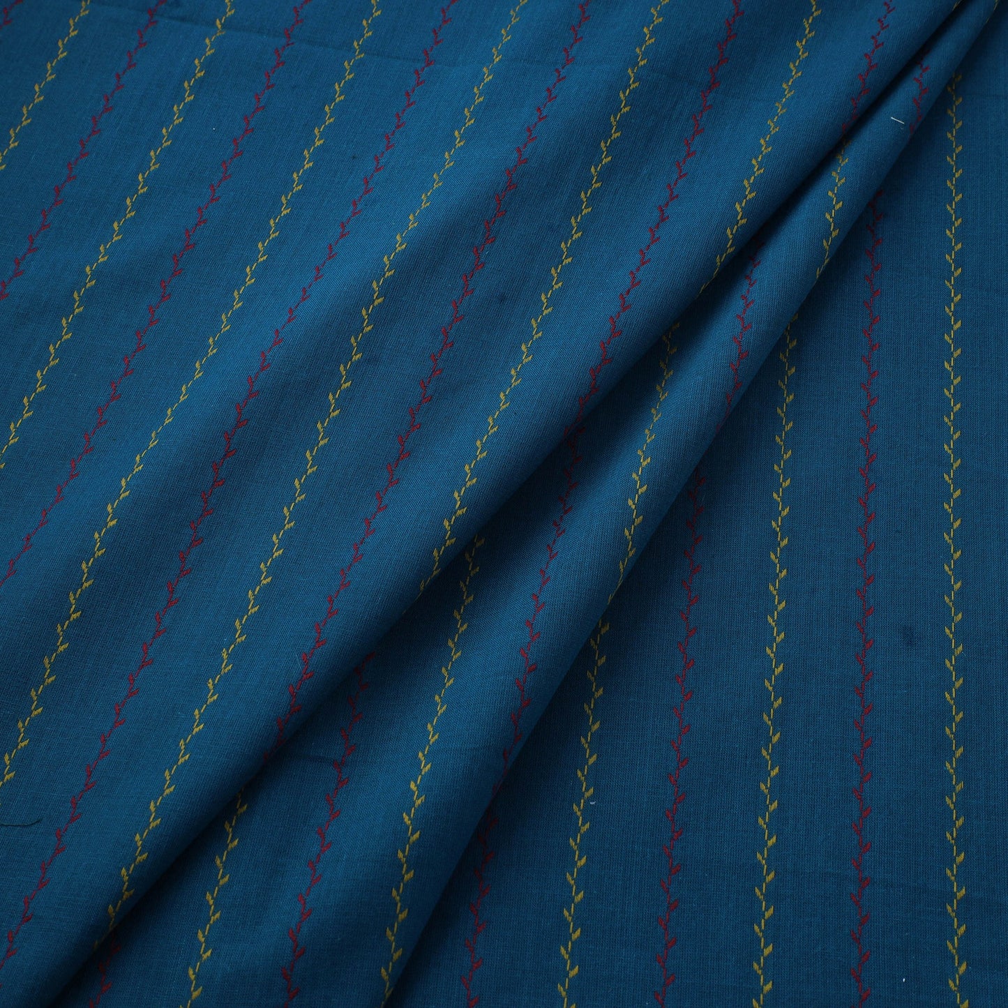 Blue Prewashed Cotton Jacquard Fabric