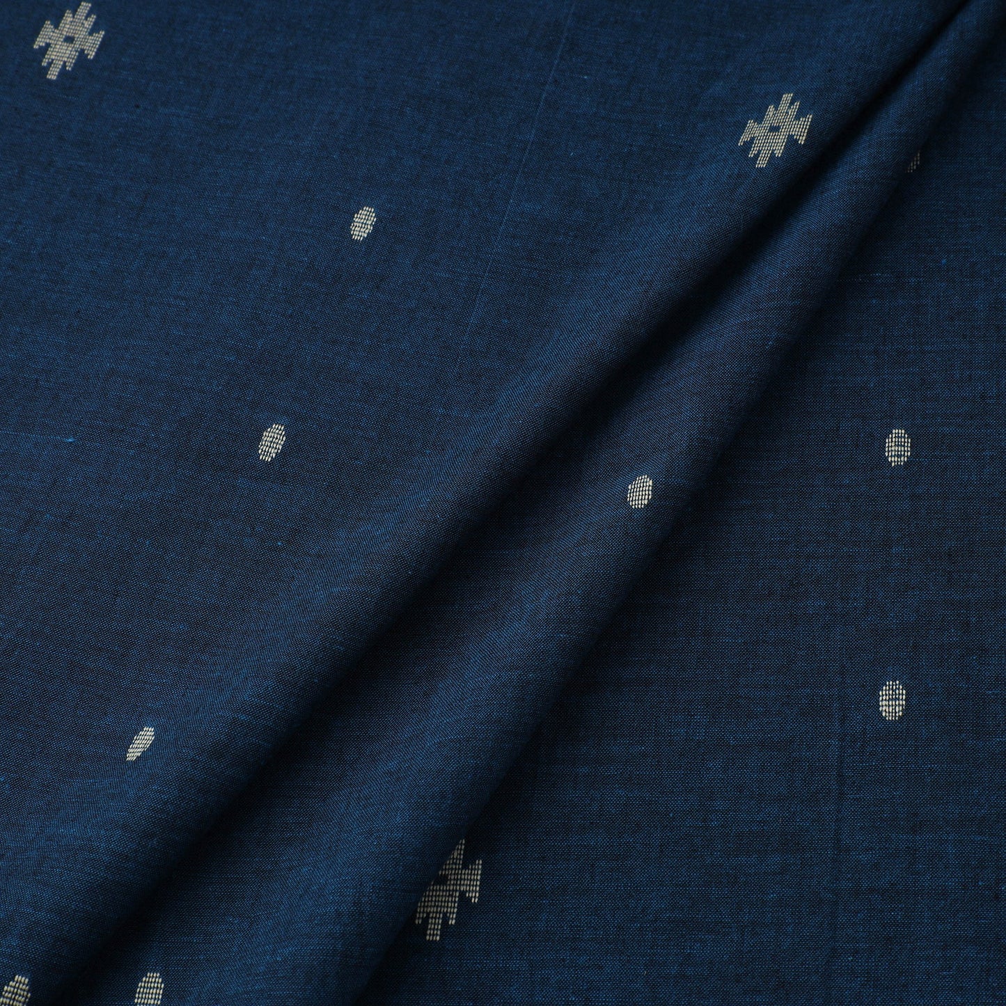Blue Prewashed Cotton Jacquard Fabric