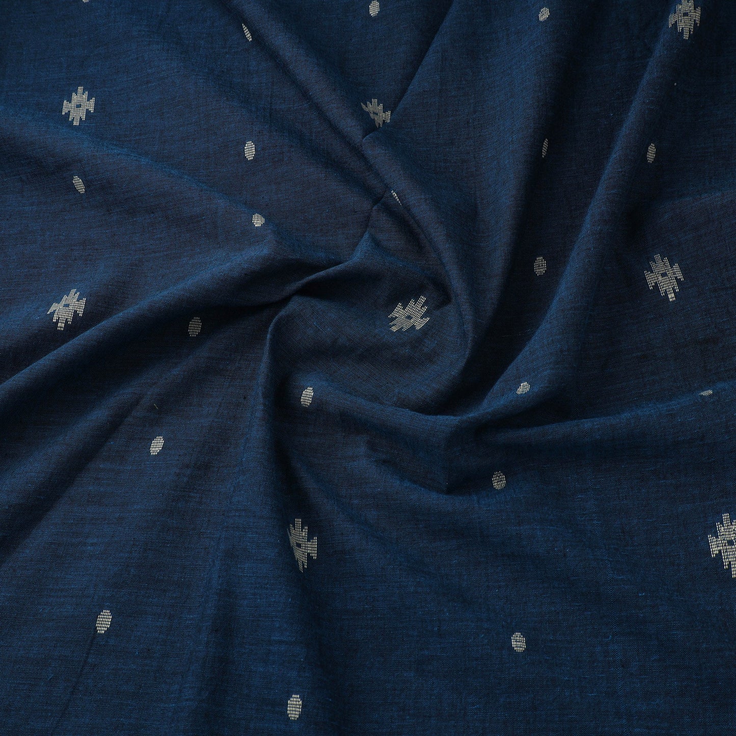 Blue Prewashed Cotton Jacquard Fabric