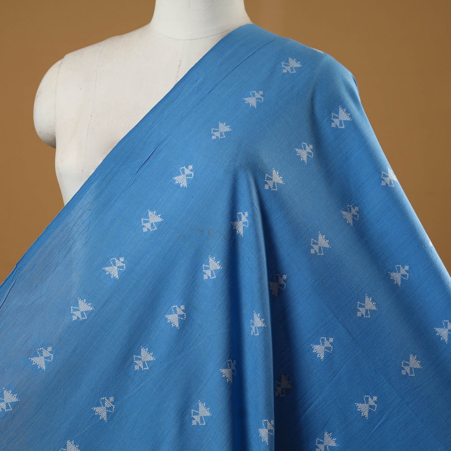 Blue - prewashed cotton jacquard fabric 24 - handcrafted