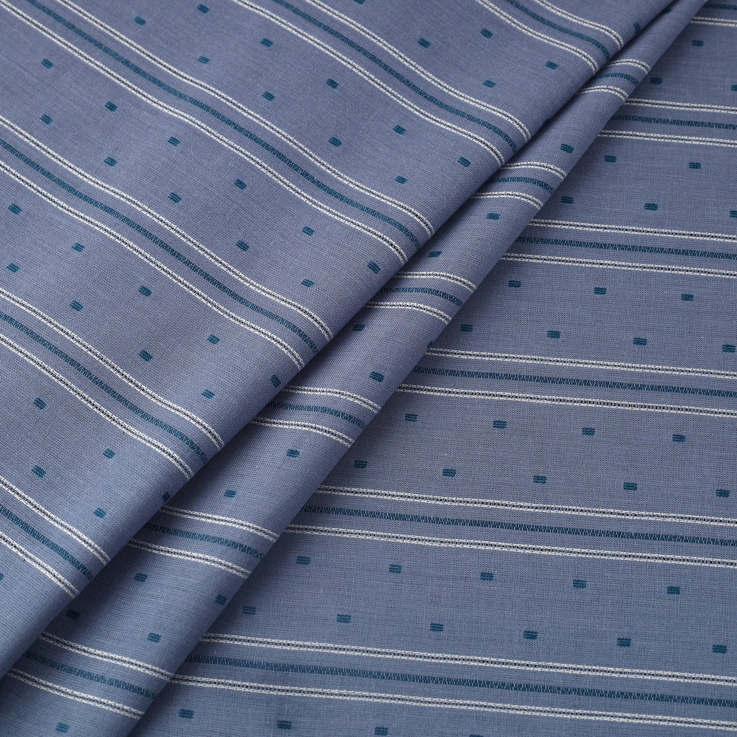 Buy Blue Prewashed Cotton Jacquard Fabric
