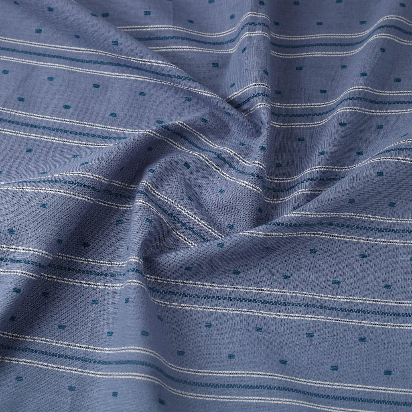 Buy Blue Prewashed Cotton Jacquard Fabric