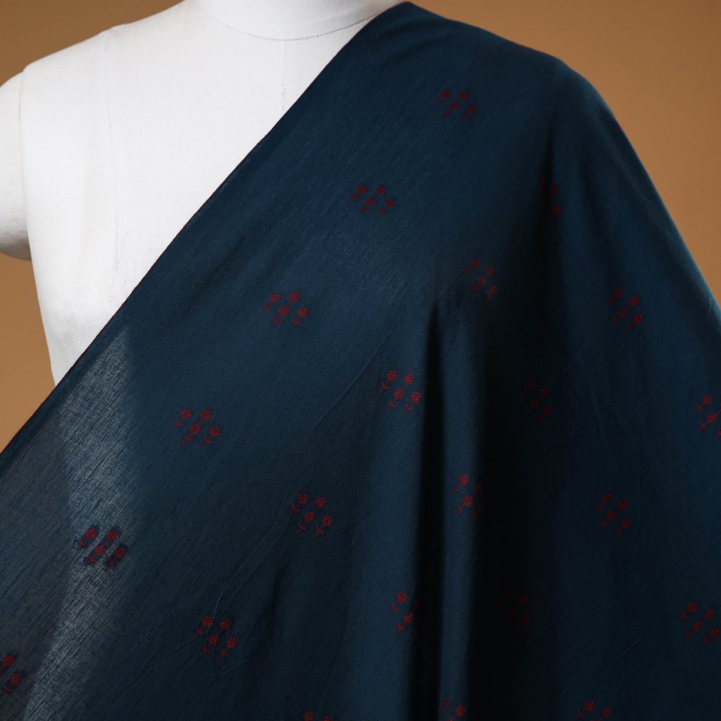 Blue - prewashed cotton jacquard fabric 28 - handcrafted