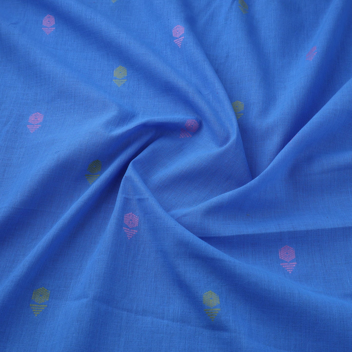 Blue Prewashed Cotton Jacquard Fabric