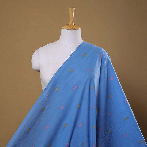 Blue Prewashed Cotton Jacquard Fabric