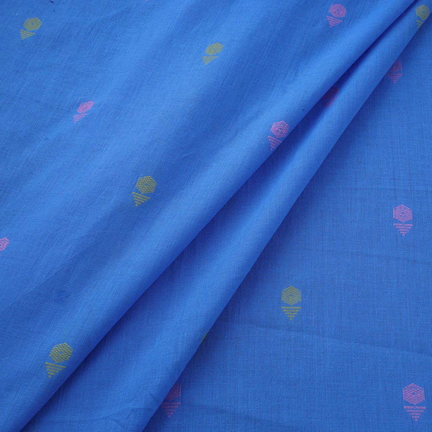 Blue Prewashed Cotton Jacquard Fabric
