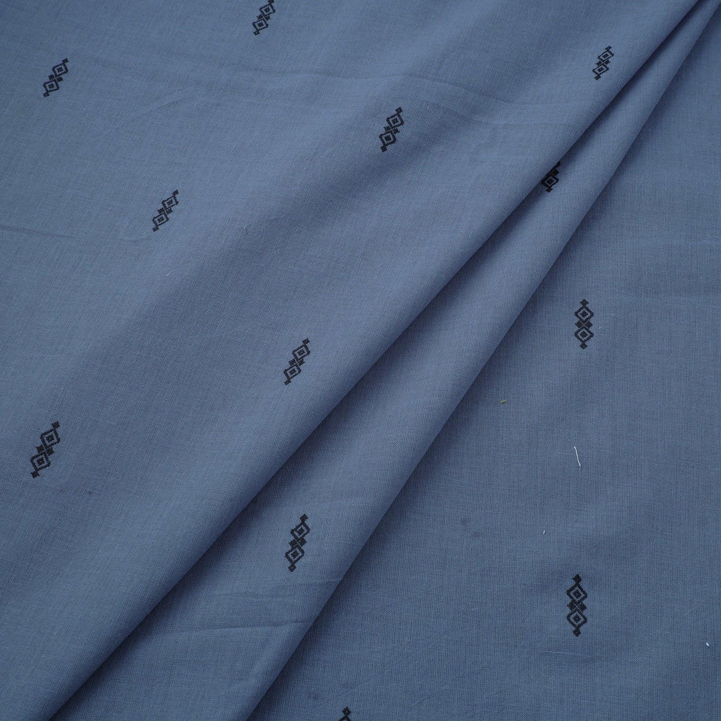 Blue Prewashed Cotton Jacquard Fabric