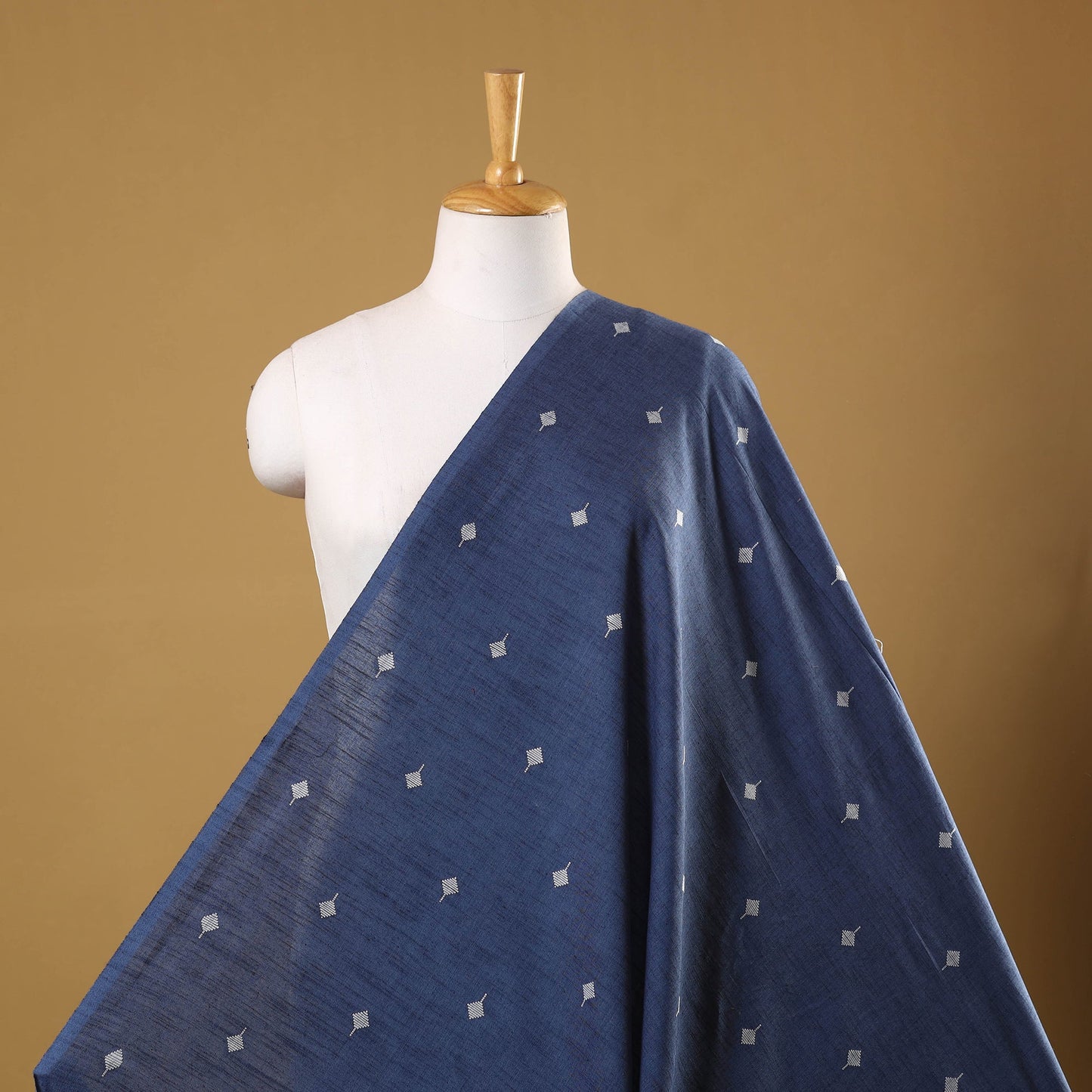 Blue Prewashed Cotton Jacquard Fabric