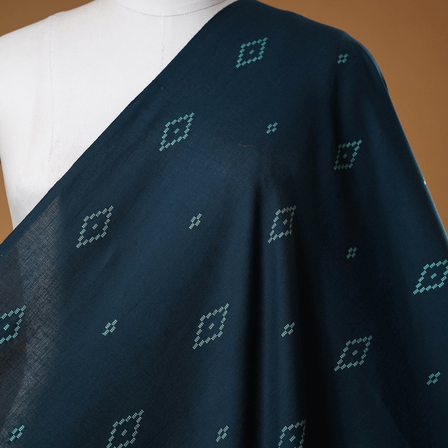 Blue - prewashed cotton jacquard fabric 40 - handcrafted