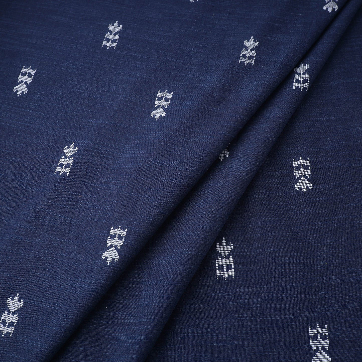 Blue Prewashed Cotton Jacquard Fabric