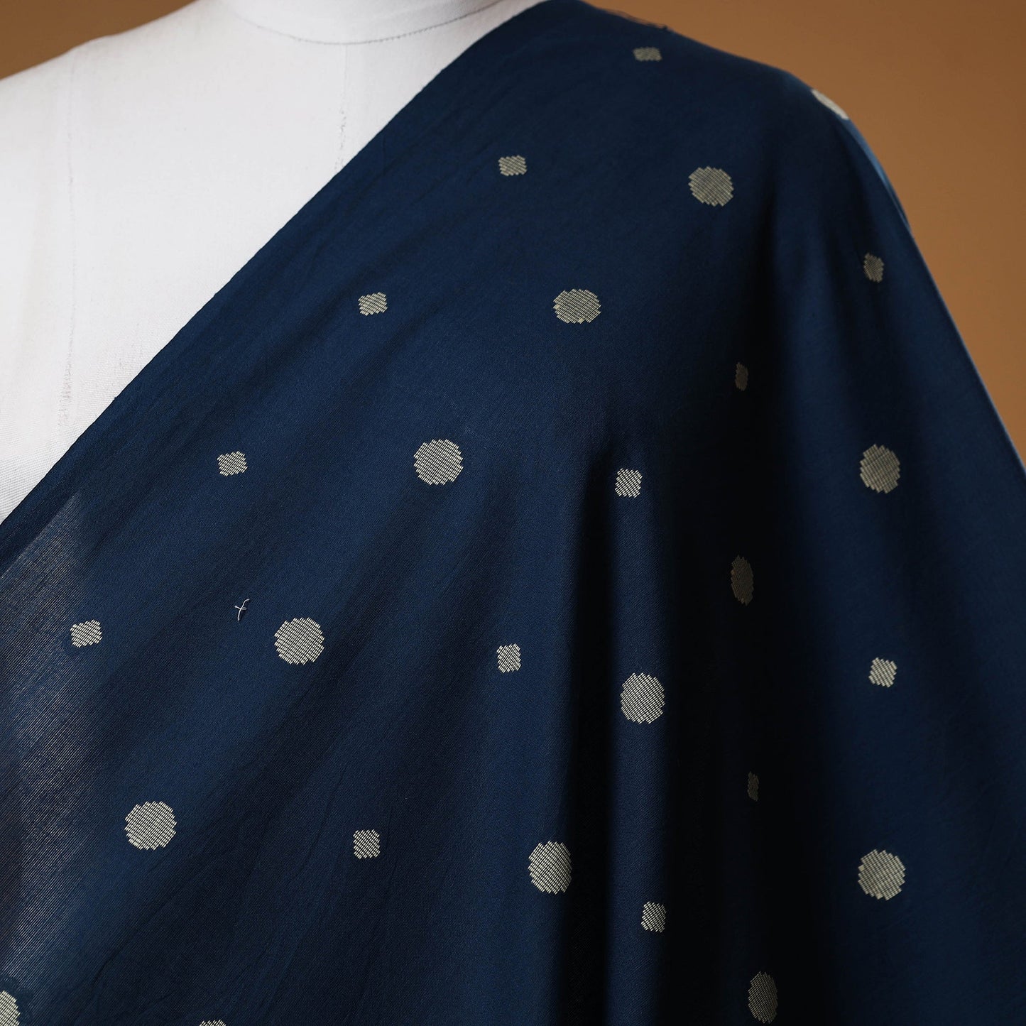 Blue - prewashed cotton jacquard fabric 42 - handcrafted