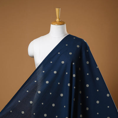 Blue - prewashed cotton jacquard fabric 42 - handcrafted