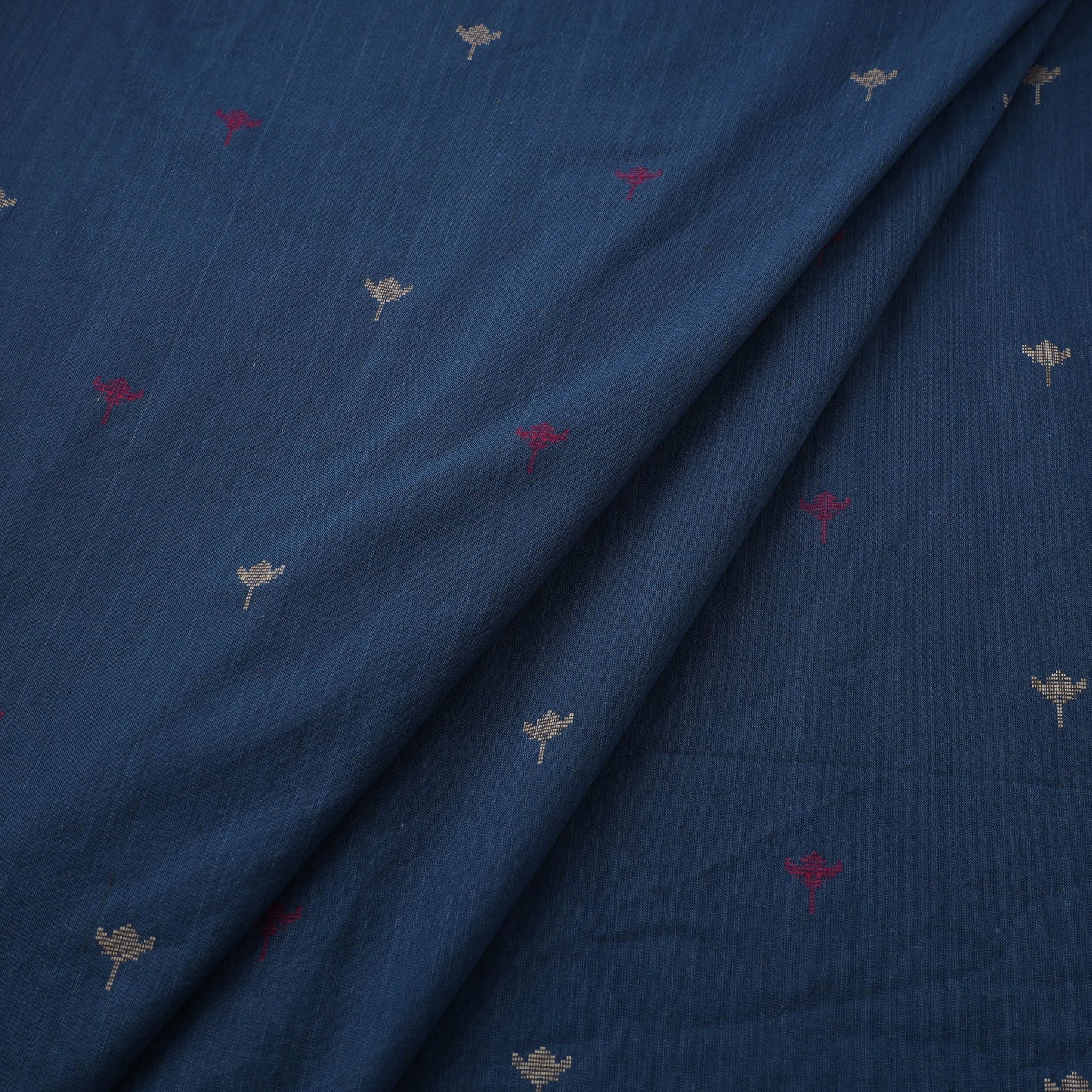 Blue Prewashed Cotton Jacquard Fabric