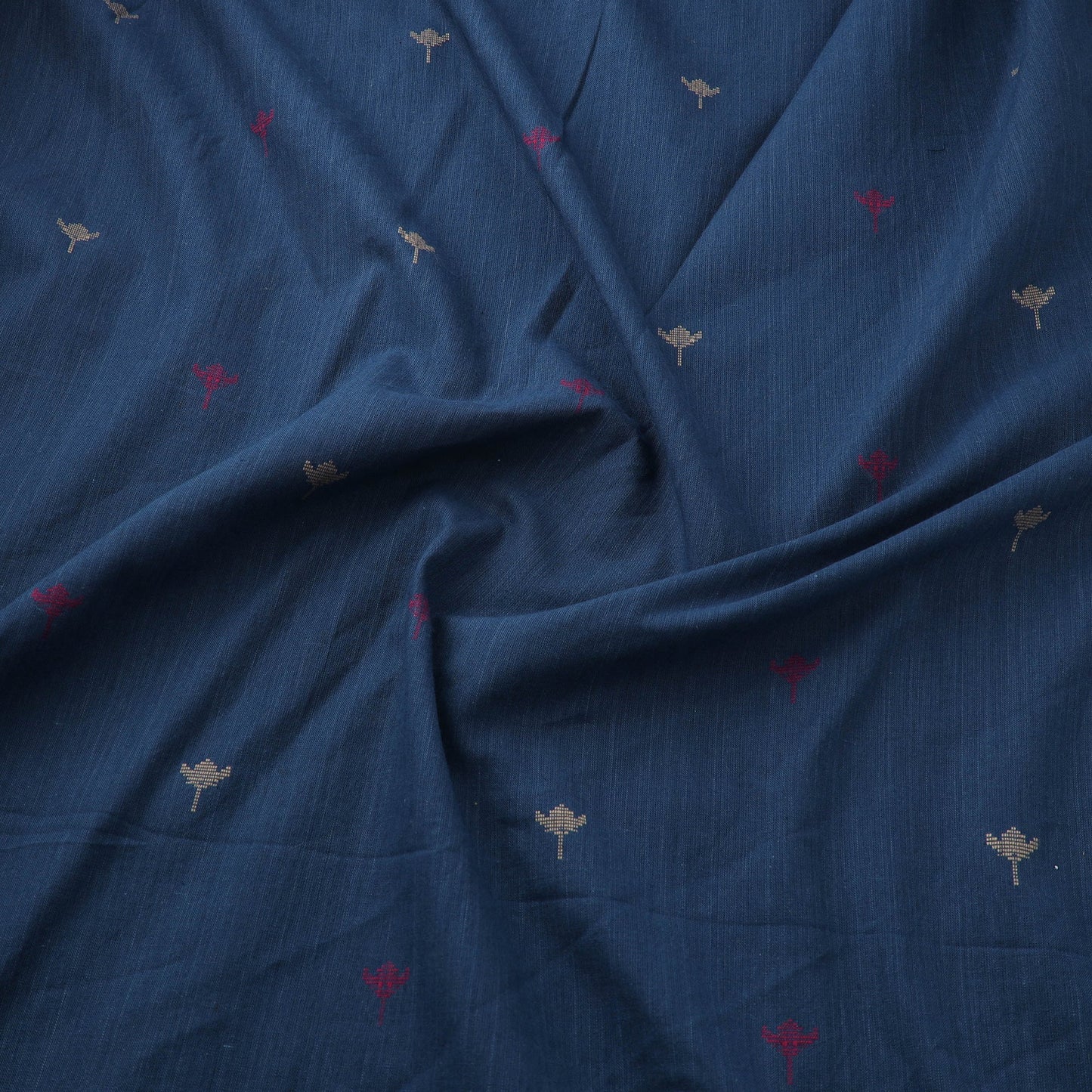 Blue Prewashed Cotton Jacquard Fabric