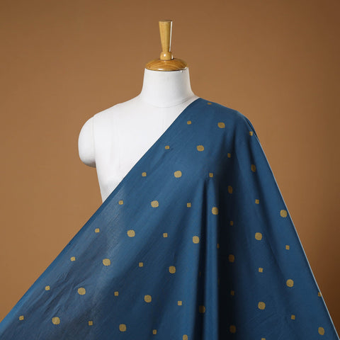 Blue - prewashed cotton jacquard fabric 44 - handcrafted