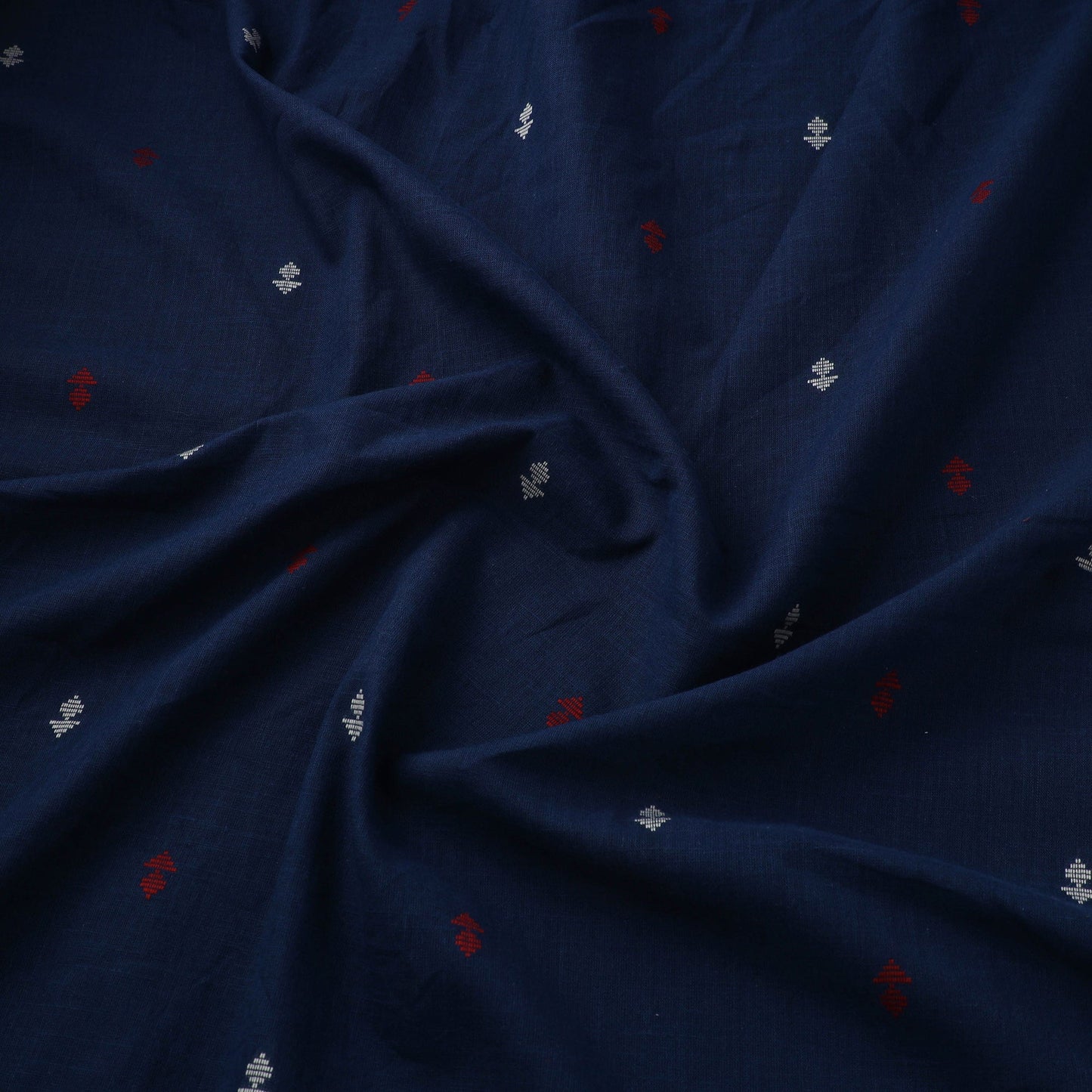 Blue Prewashed Cotton Jacquard Fabric
