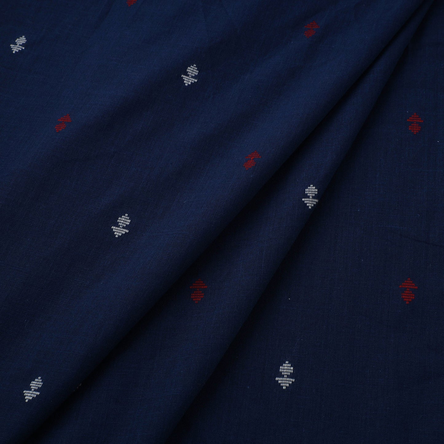 Blue Prewashed Cotton Jacquard Fabric