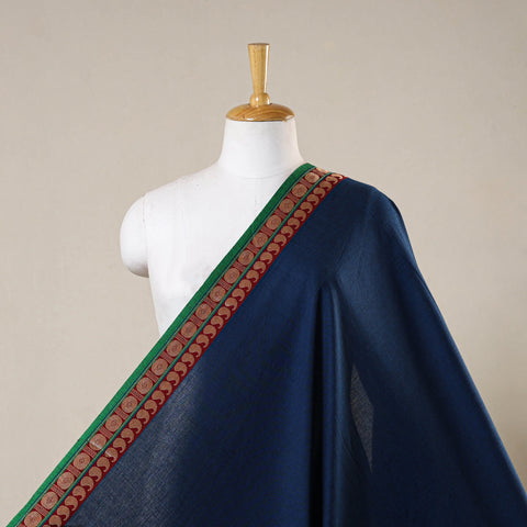 Blue - prewashed cotton thread border dharwad fabric 03