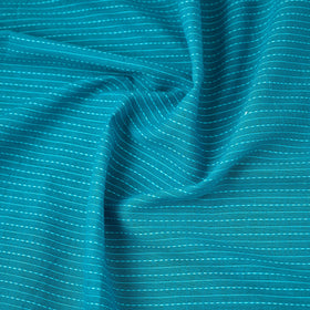  Blue Prewashed Running Stitch Plain Cotton Fabric