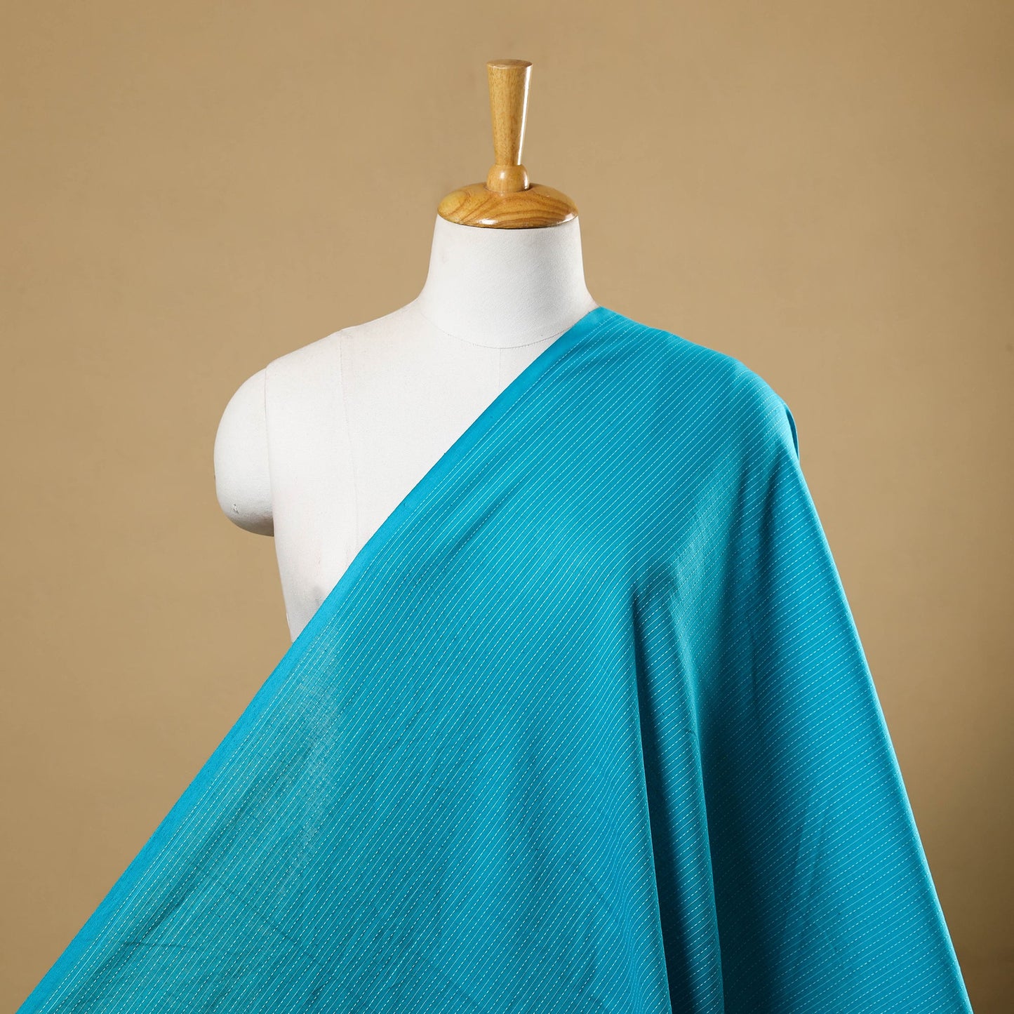  Blue Prewashed Running Stitch Plain Cotton Fabric