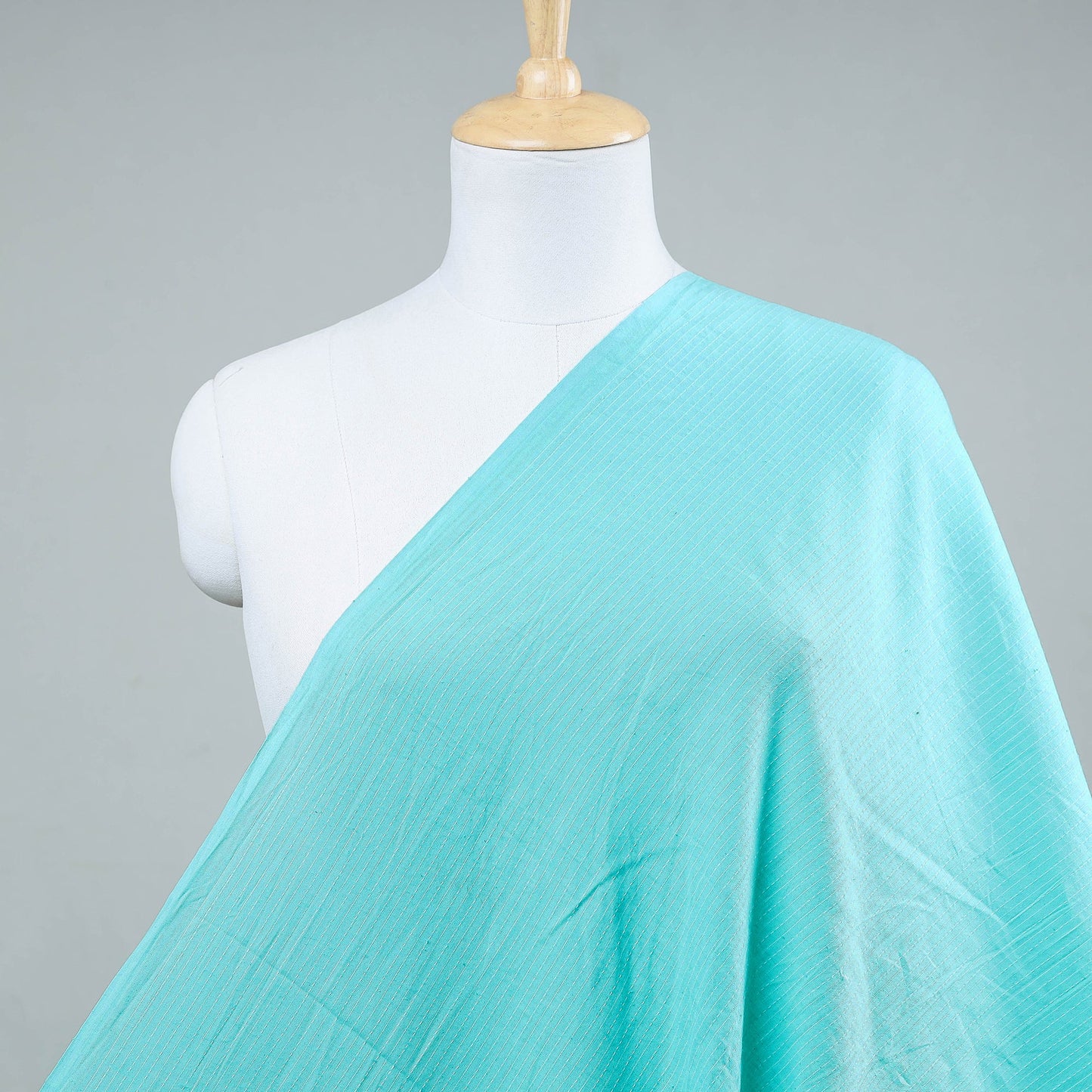 Blue Prewashed Running Stitch Plain Cotton Fabric