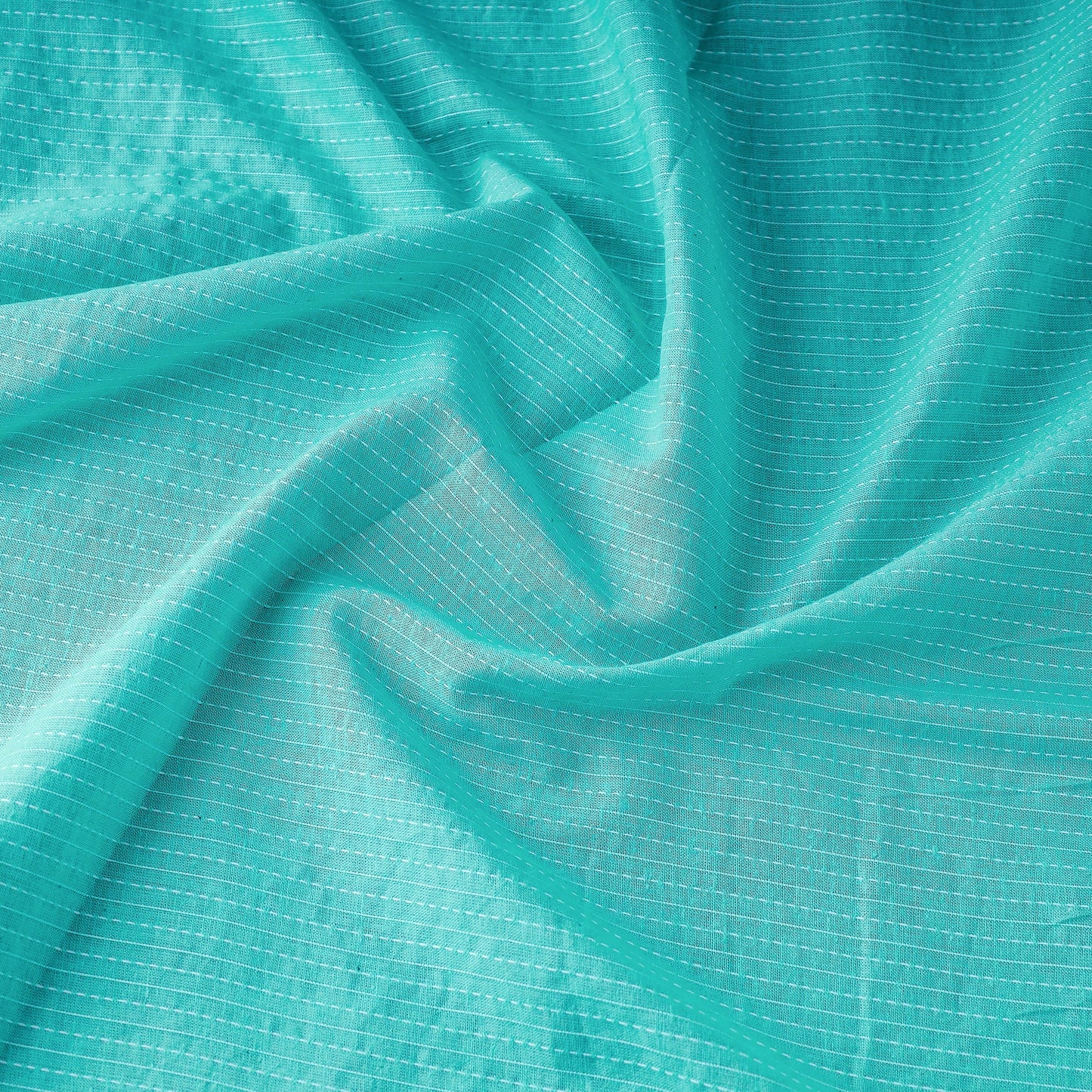 Blue Prewashed Running Stitch Plain Cotton Fabric