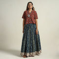  Ajrakh Block Printed 24 Kali Patchwork Cotton Long Skirt 01 