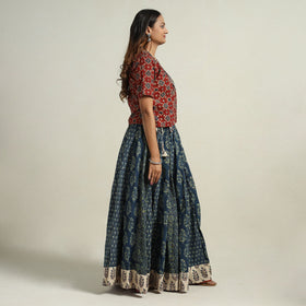  Ajrakh Block Printed 24 Kali Patchwork Cotton Long Skirt 01 