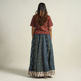  Ajrakh Block Printed 24 Kali Patchwork Cotton Long Skirt 01 