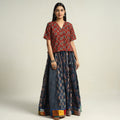  Ajrakh Block Printed 24 Kali Patchwork Cotton Long Skirt 13 
