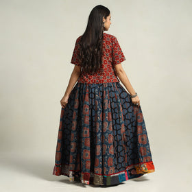 Blue - printed 24 kali patchwork cotton long skirt 15
