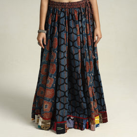 Blue - printed 24 kali patchwork cotton long skirt 15