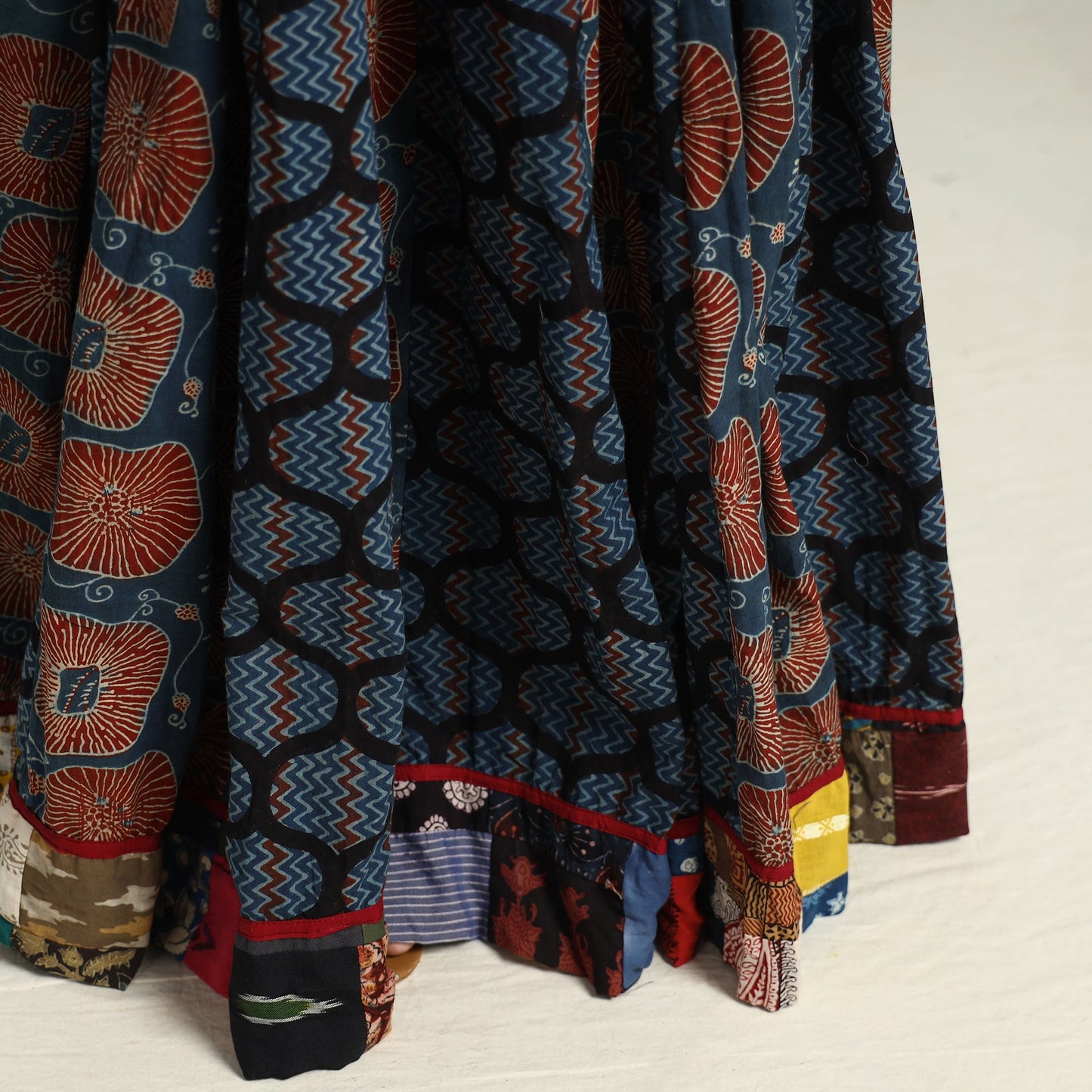 Blue - printed 24 kali patchwork cotton long skirt 15