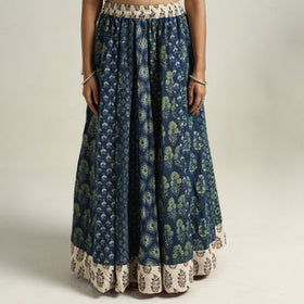  Ajrakh Block Printed 24 Kali Patchwork Cotton Long Skirt 32 