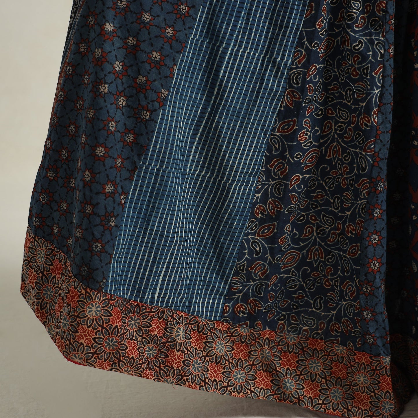  Ajrakh Block Printed 24 Kali Patchwork Cotton Long Skirt 35 