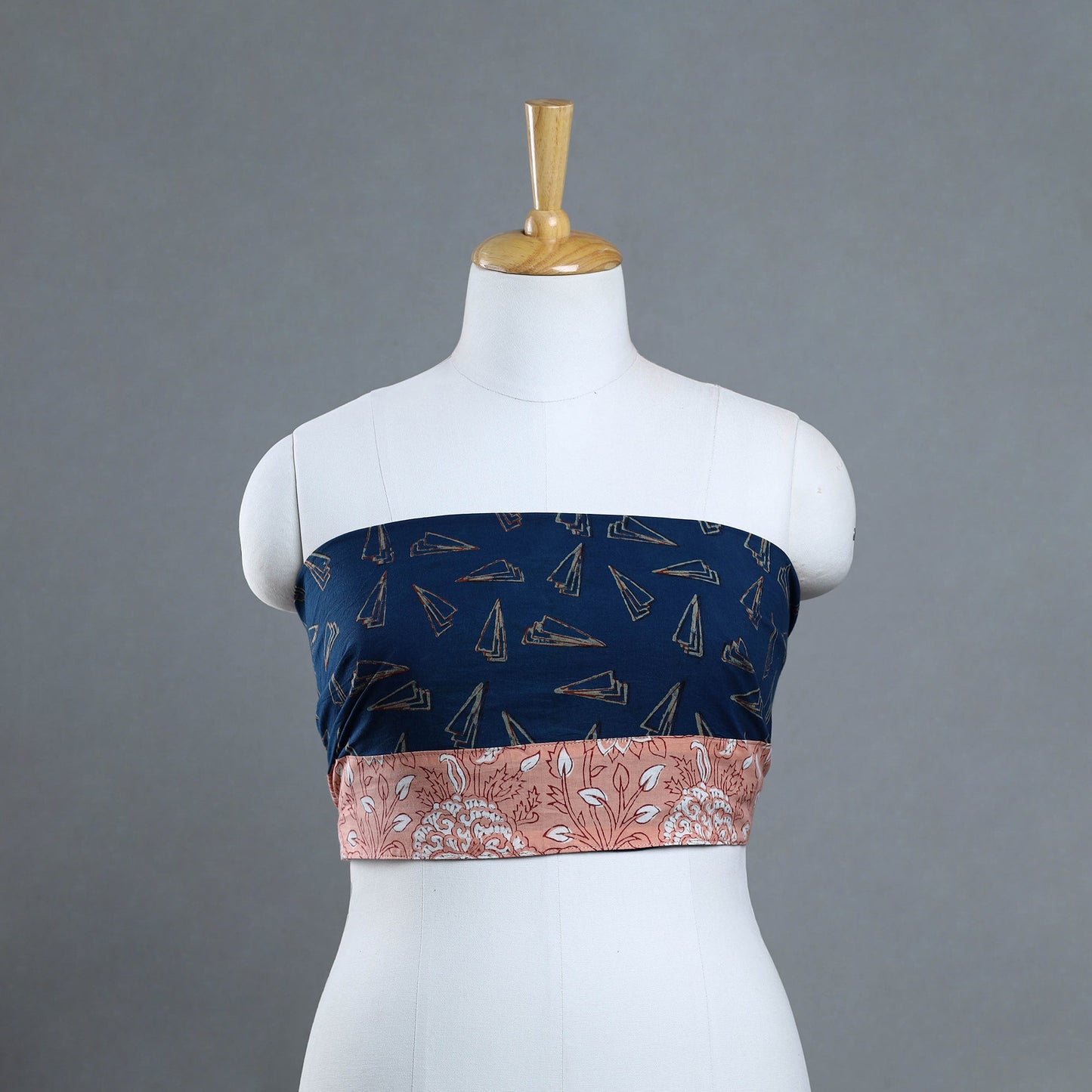 Buy Blue Block Printed Cotton Akola Blouse Piece