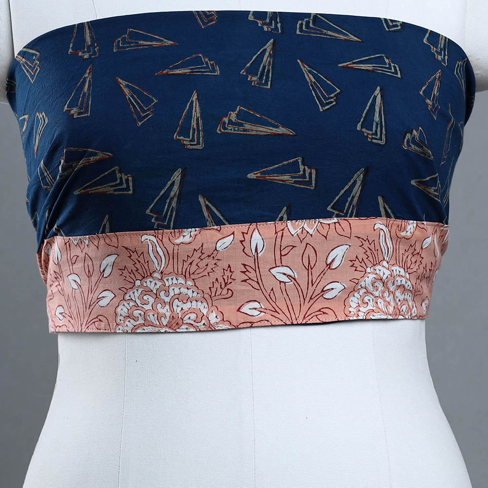 Buy Blue Block Printed Cotton Akola Blouse Piece