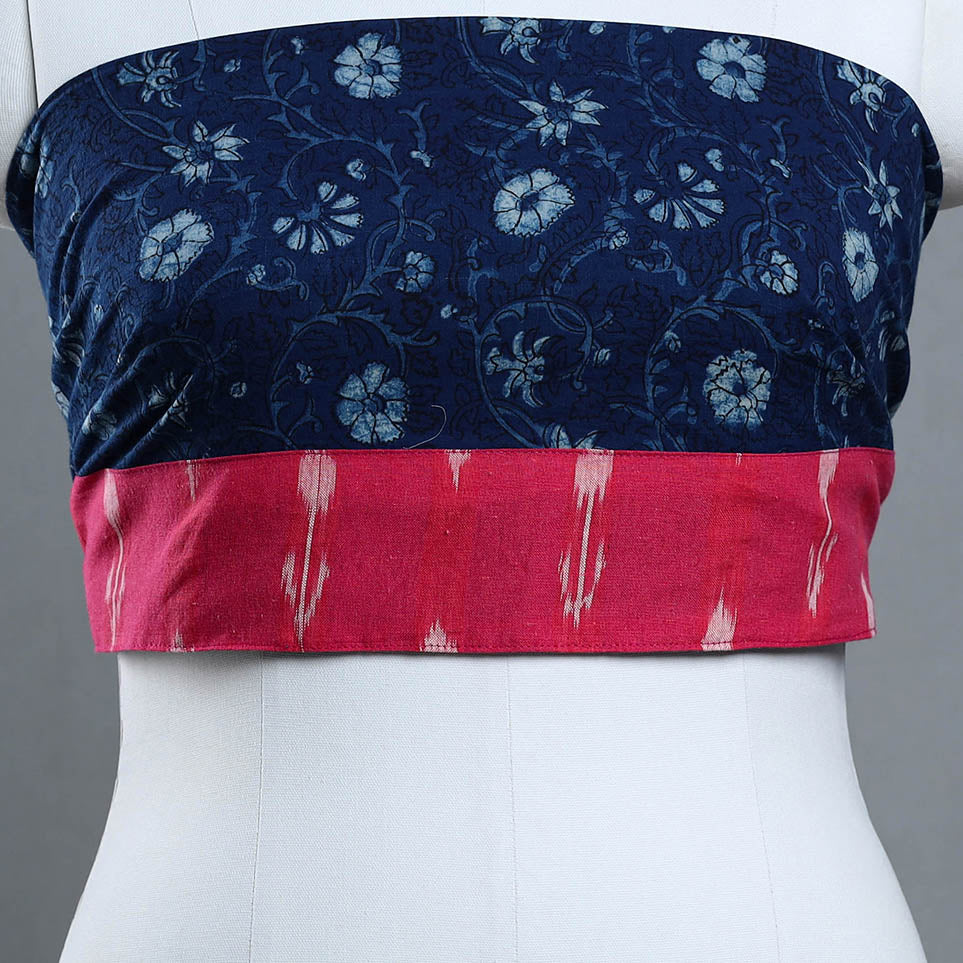 Buy Blue Block Printed Cotton Akola Blouse Piece
