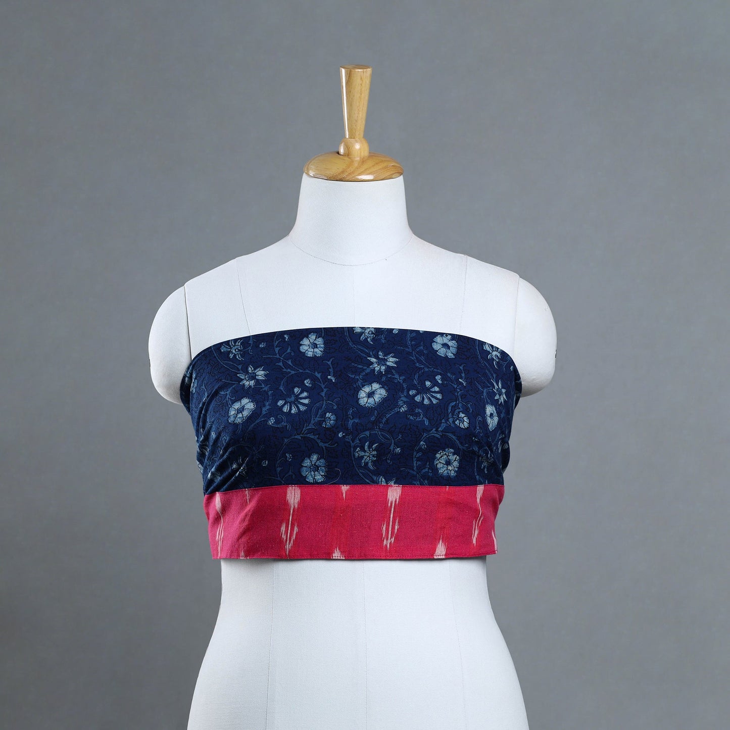 Buy Blue Block Printed Cotton Akola Blouse Piece